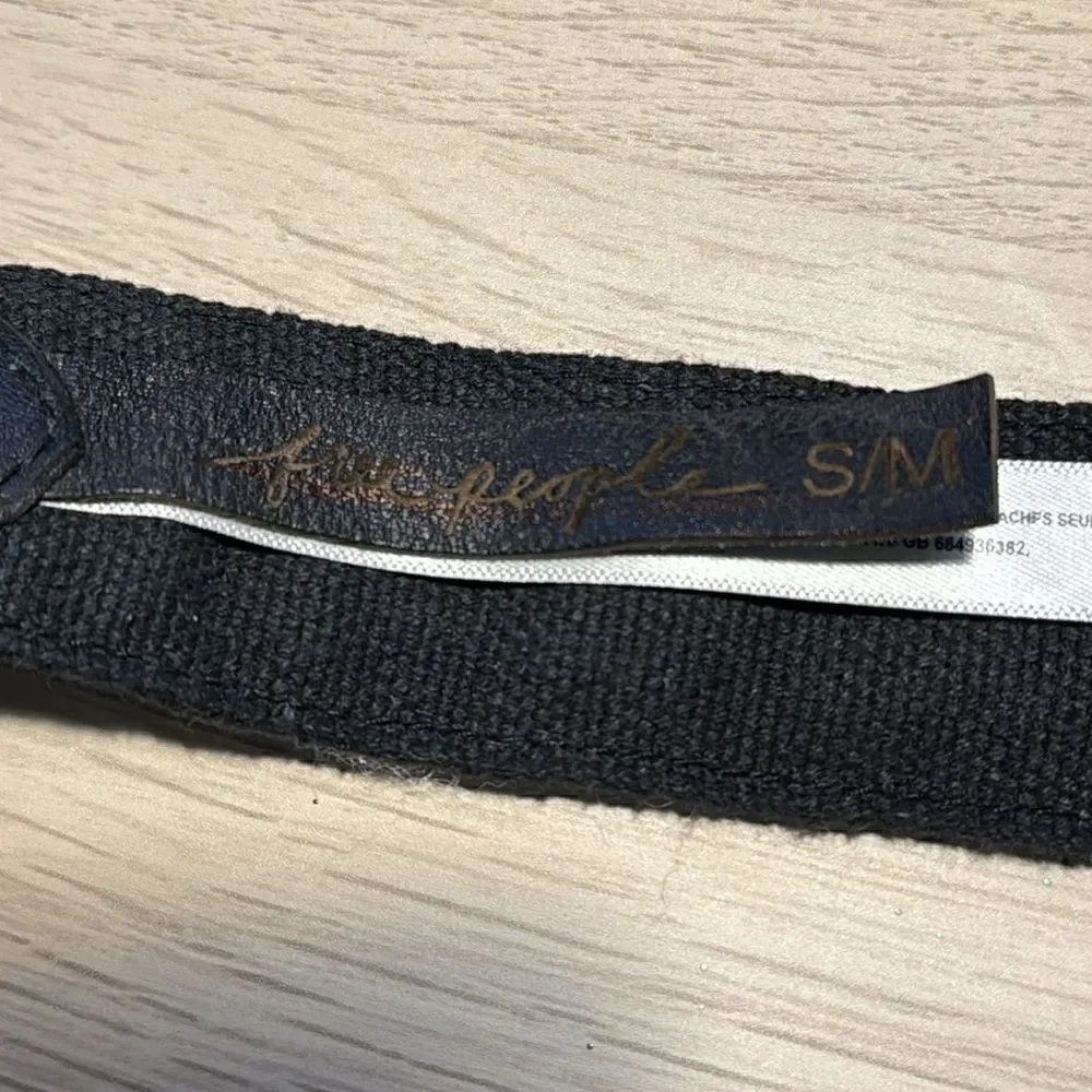 NWOT Free People Moving to Mars Belt Cotton S/M Green Black Leather Cotton Retro